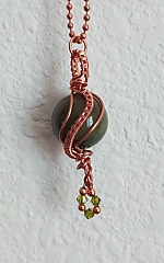 sphere pendant 6 - Indian agate with Czech crystal dangle